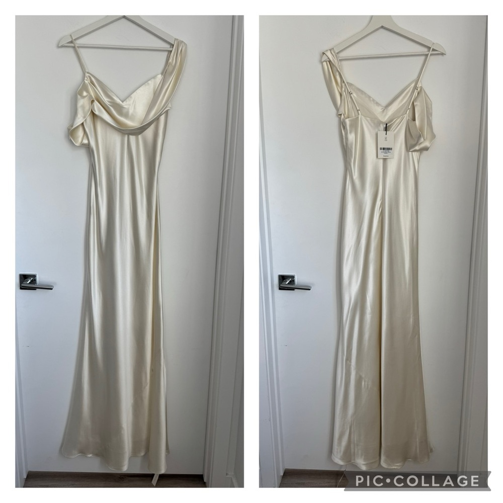 Reformation Ivory Satin Cowl-Neck Maxi Dress - Picture 7 of 12